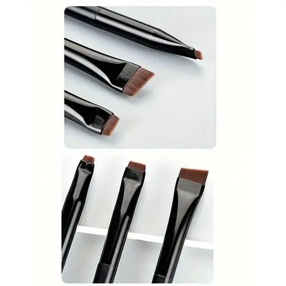3-Piece Eyeliner & Eyebrow Brushes Set - Ultra-Fine & Flat Tips for