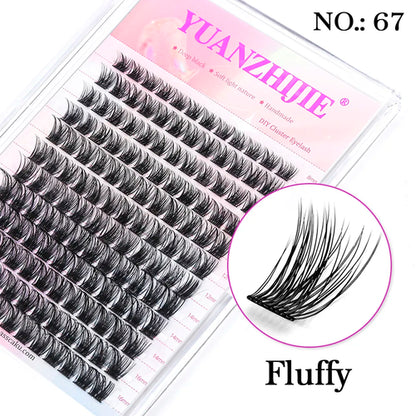 DIY 144 Cluster Lashes YUANZHIJIE free ship Segmented Beam Natural C/D
