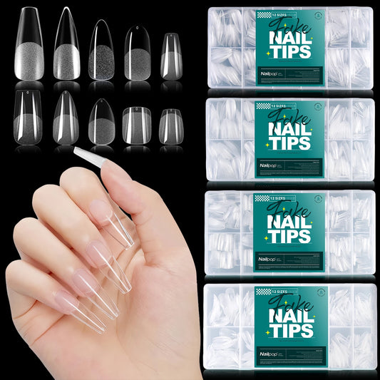Nailpop False Nails 10/12 Sizes Full Cover Tips Clear Color Durable