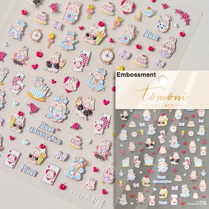 Cute Animals Bear Dog Cake Sweet Cherry Grid Bowknot Star Line Fruit