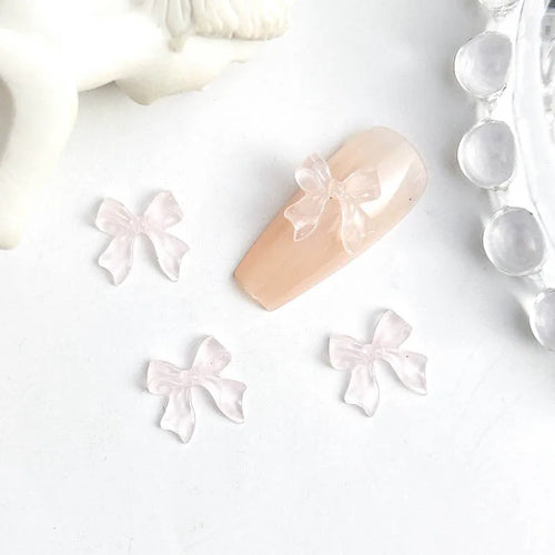50pcs 3D Aurora Clear Resin Bow Nail Art Charms Cute Butterfly Glitter