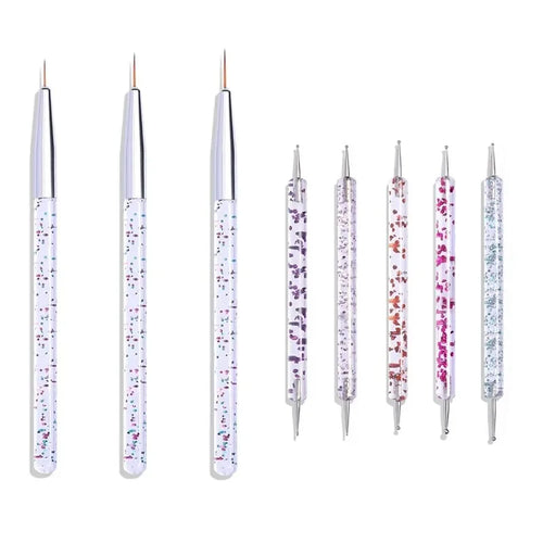 5/20Pcs Nail Art Brush Design Tip Painting Drawing Carving Dotting Pen