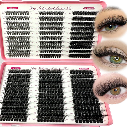 570/640pcs Individul Claster Eyeash Thick & Fluffy Extension 30D/100D