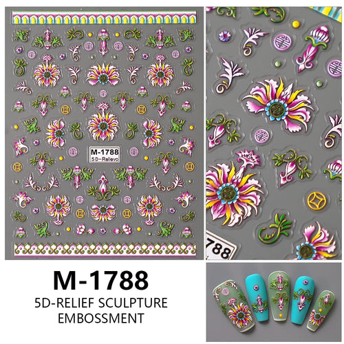 5D Nail Art Stickers Love Hearts Stars French Nail Art Design