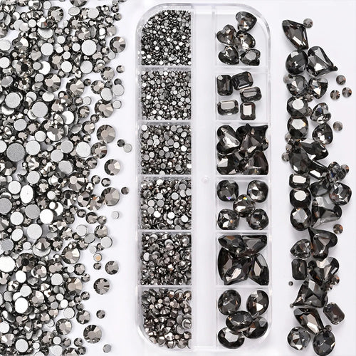 1Box 3D Clear Nail Art Rhinestones 12Shapes Mixed