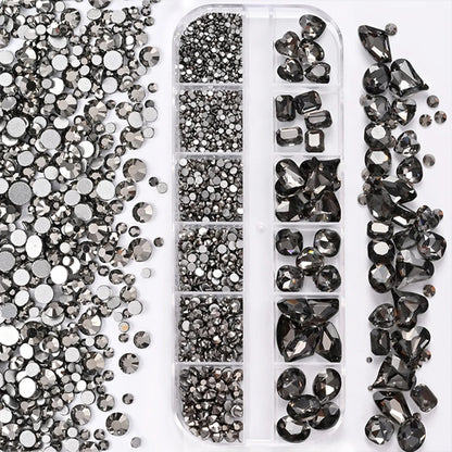 1Box 3D Clear Nail Art Rhinestones 12Shapes Mixed