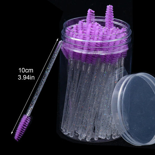 50Pcs/Bottle Eyelash Extension Brushes With Container Eyebrow  Eye