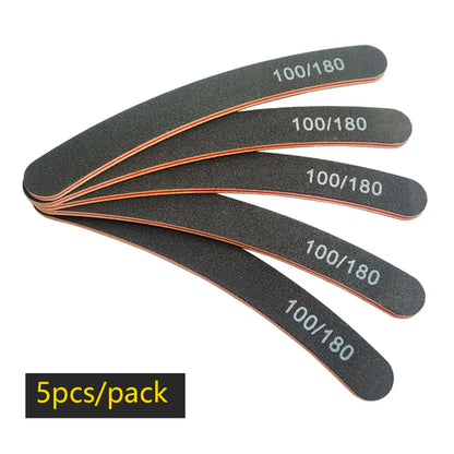 Lurayee Nail File Buffer 100/180 Grit Half Moon Double Side Sandpaper