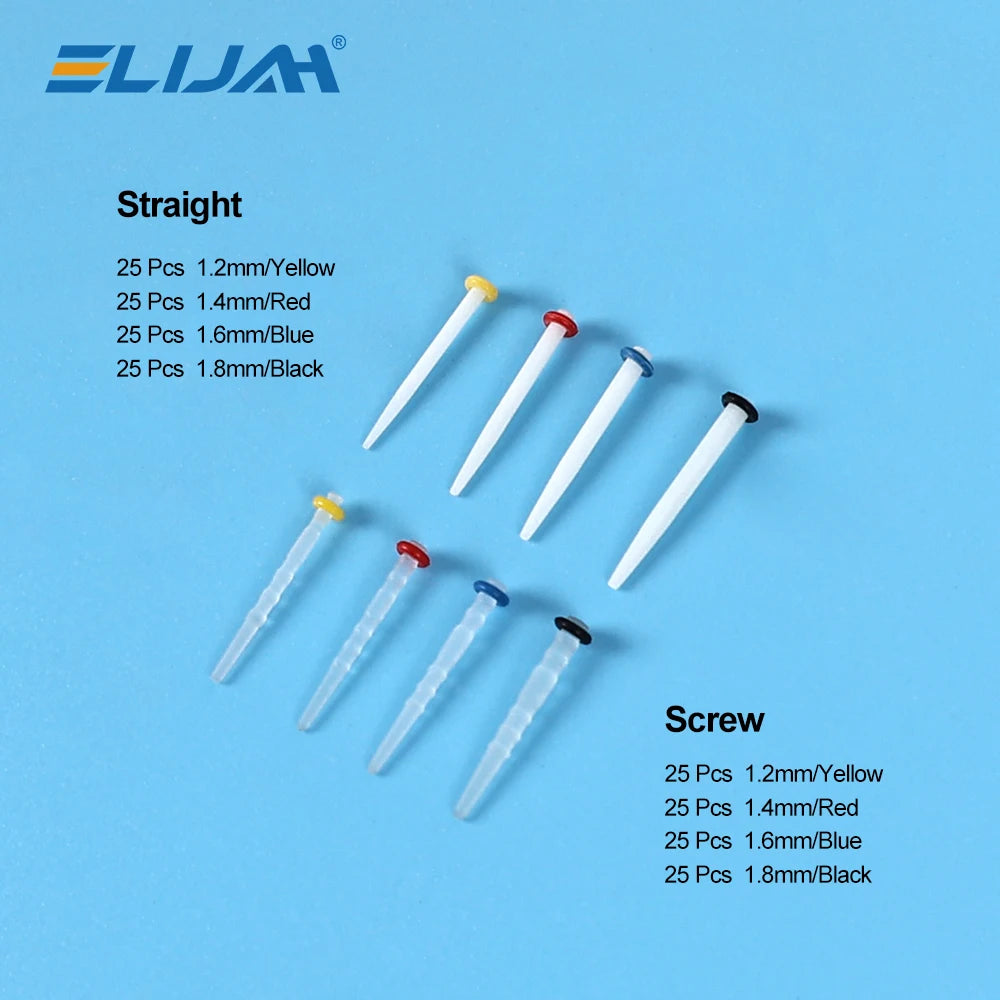 ELIJAH 200Pcs/Box Dental Fiber Post Drills Screw Straight Post Quartz