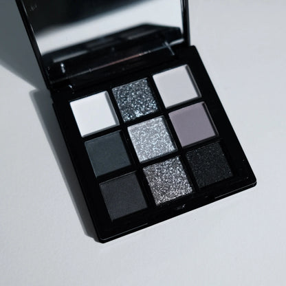9 Colors Eye shadow Palette, Dark Black Grey Silvery Color Shimmer