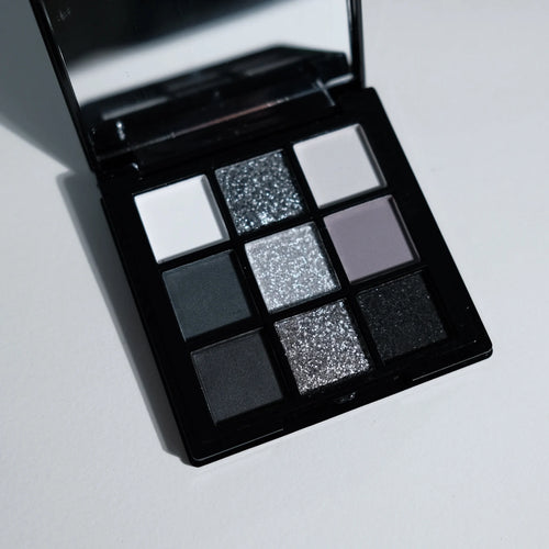 9 Colors Eye shadow Palette, Dark Black Grey Silvery Color Shimmer