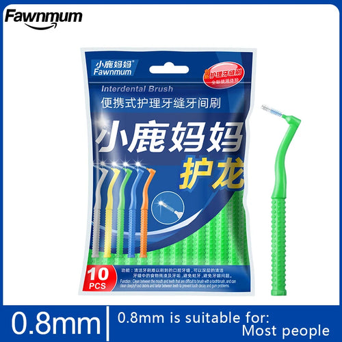10 PCS Fawnmum L-Shape Interdental Brush Wire Orthodontic Interdental