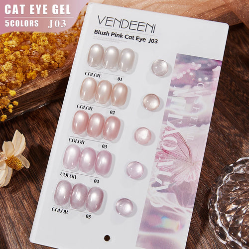 Vendeeni 5 Colors/Set Crystal Cat Eye Gel Nail Polish Semi Permanent