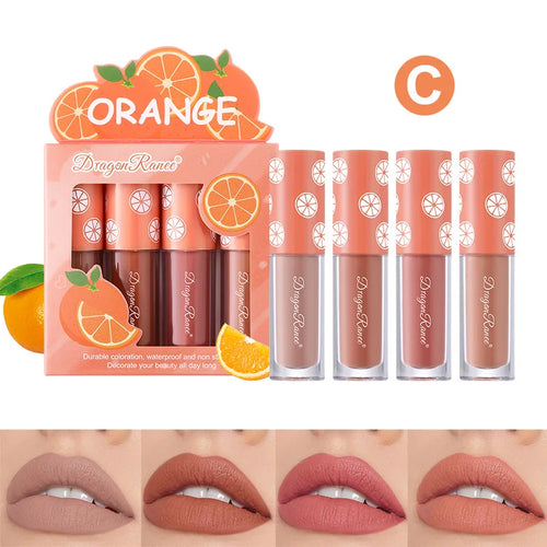 Mini Velvet Matte Lip Gloss Set, 3pc/4pcs Non-Fading, Non-Stick Cup,