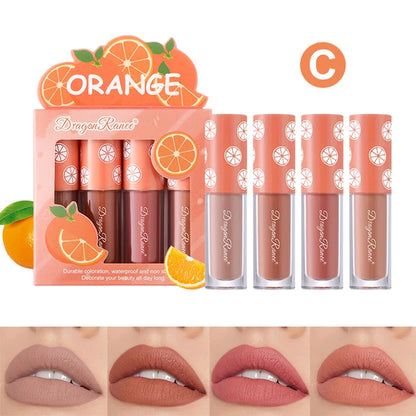 Mini Velvet Matte Lip Gloss Set, 3pc/4pcs Non-Fading, Non-Stick Cup,