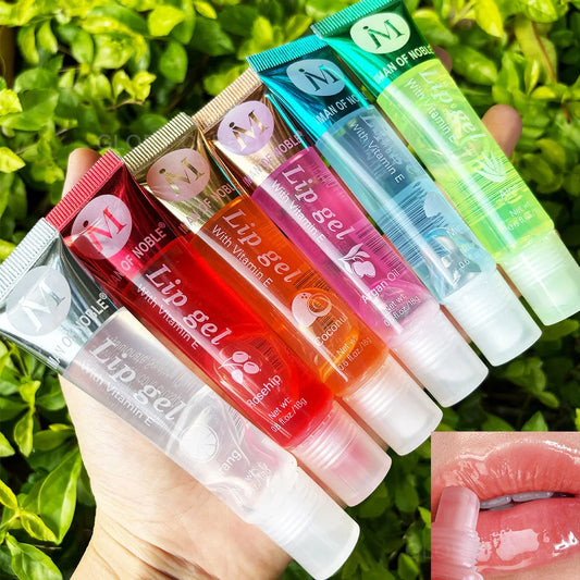 6Pcs Fruity Flavor Watery Glossy Lip Gloss Set Clear Lip Gel Hydrating
