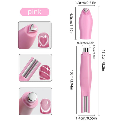 1Pcs 3-In-1 Heart Shape Cat Eye Nail Art Magnet Double Line Moon Snake