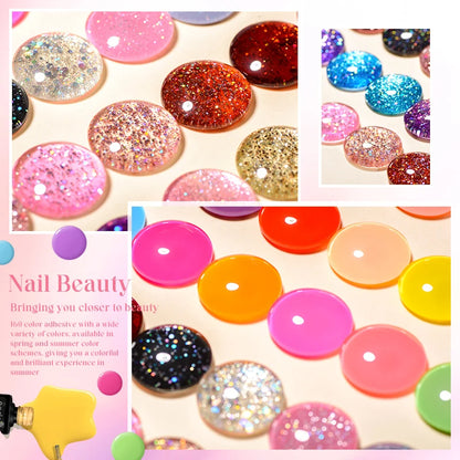 6pc All-season Gel Nail Polish Set Nude Pink Red Glitter Semi
