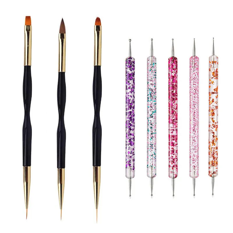 5/20Pcs Nail Art Brush Design Tip Painting Drawing Carving Dotting Pen