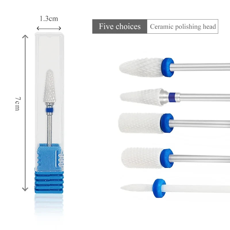 5 Pcs Ceramic Milling Cutter Manicure Nail Drill Bits Electric Nail