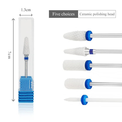 5 Pcs Ceramic Milling Cutter Manicure Nail Drill Bits Electric Nail
