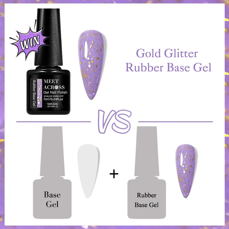 7ml Gold Foils Glitter Rubber Base Gel Nail Gel Polish Self-leveling