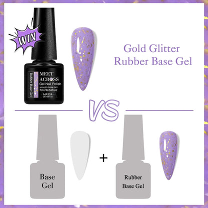 7ml Gold Foils Glitter Rubber Base Gel Nail Gel Polish Self-leveling
