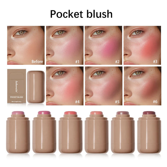 3-in-1Blush Stick Lasting Brightens Facial Cheek Stick Moisturizing