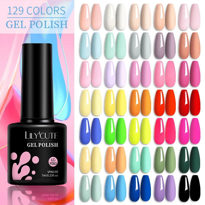 LILYCUTE 6Pcs/Set 7ML Gel DIY Nail Polish Bright Pink Semi Permanent