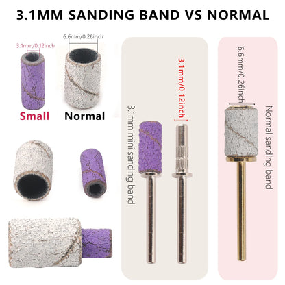 100pcs 3.1mm Mini Sanding Bands Kits Nail Drill Bits Mandrel Sets