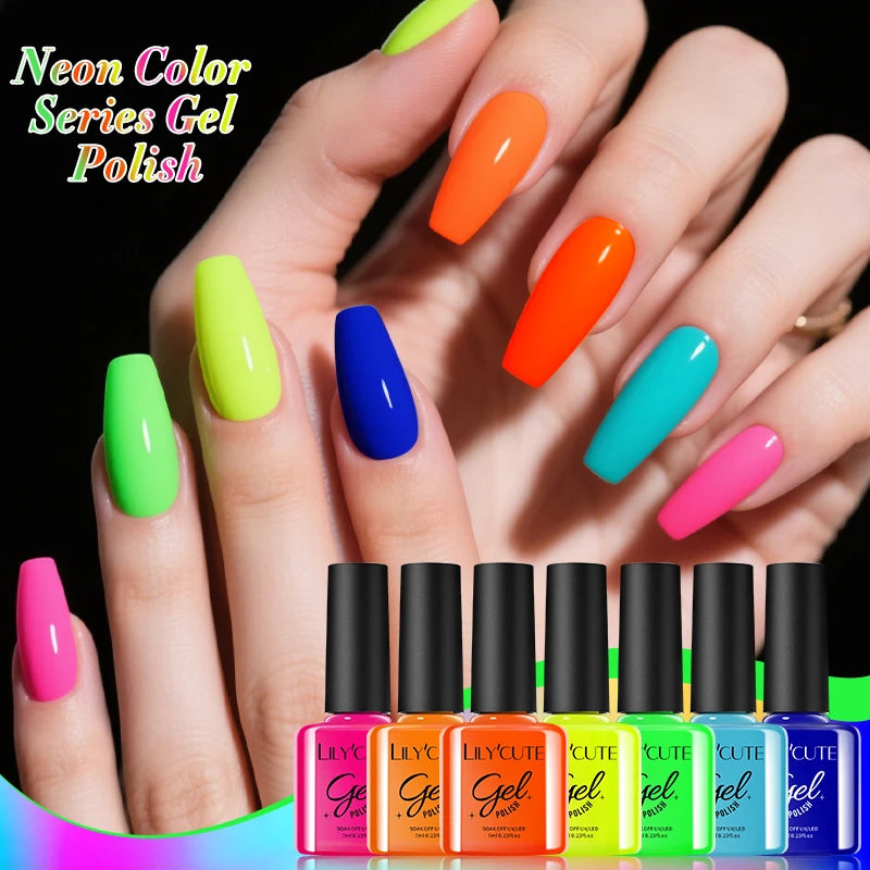 LILYCUTE 6Pcs/set 7ml Coffee Series Gel Nail Polish Kit 125 Colors