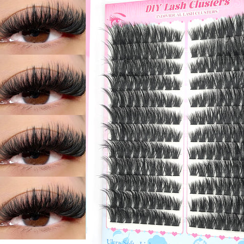 False Eyelashes Natural Wispy Individual Cluster Lashes Easy to Apply