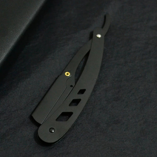 Men Shaving Barber Tools Hair Razor and Blades Antique Black Folding