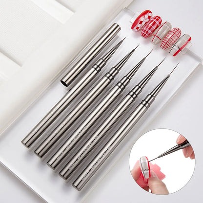 5PCS/set 6/9/12/15/18mm Nail Liner Brush Set Drawing Lines Stripe