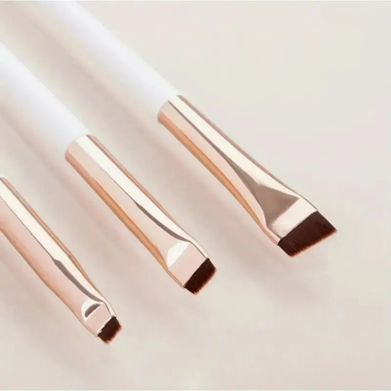 3-Piece Eyeliner & Eyebrow Brushes Set - Ultra-Fine & Flat Tips for