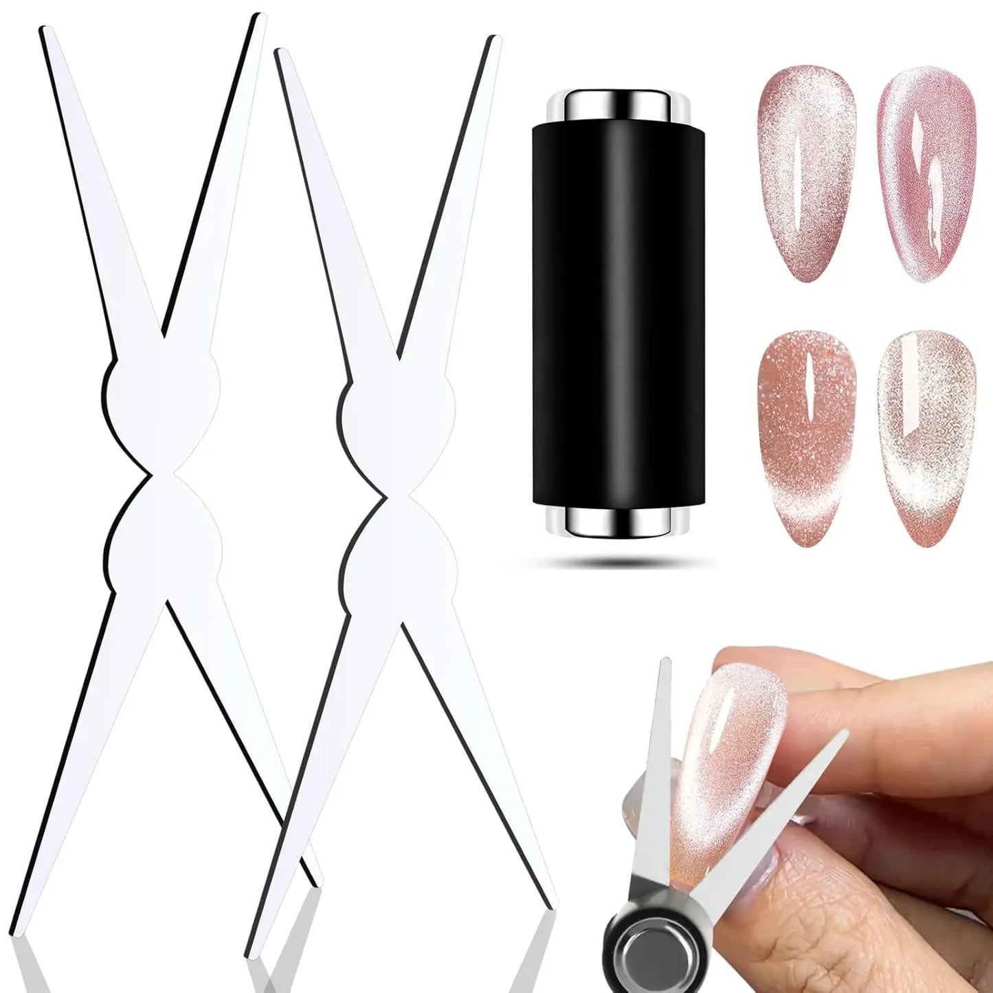 2 in 1 Cat Eye Nail Magnet Set Scissor-shaped Nail Magnet Tool for