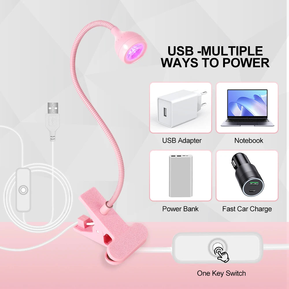 Nail LED UV Lamp for Drying Gel Nails Polish Clip-On Flexible Desk