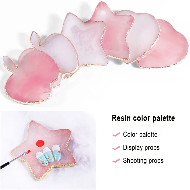 Natural Resin Stone Luxury Nail Art Palette Mix Color Drawing Pallet