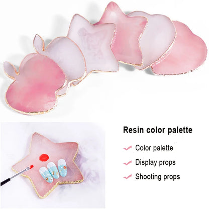 Natural Resin Stone Luxury Nail Art Palette Mix Color Drawing Pallet
