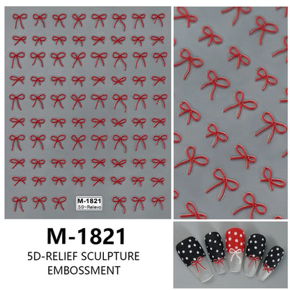 5D Nail Art Stickers Love Hearts Stars French Nail Art Design