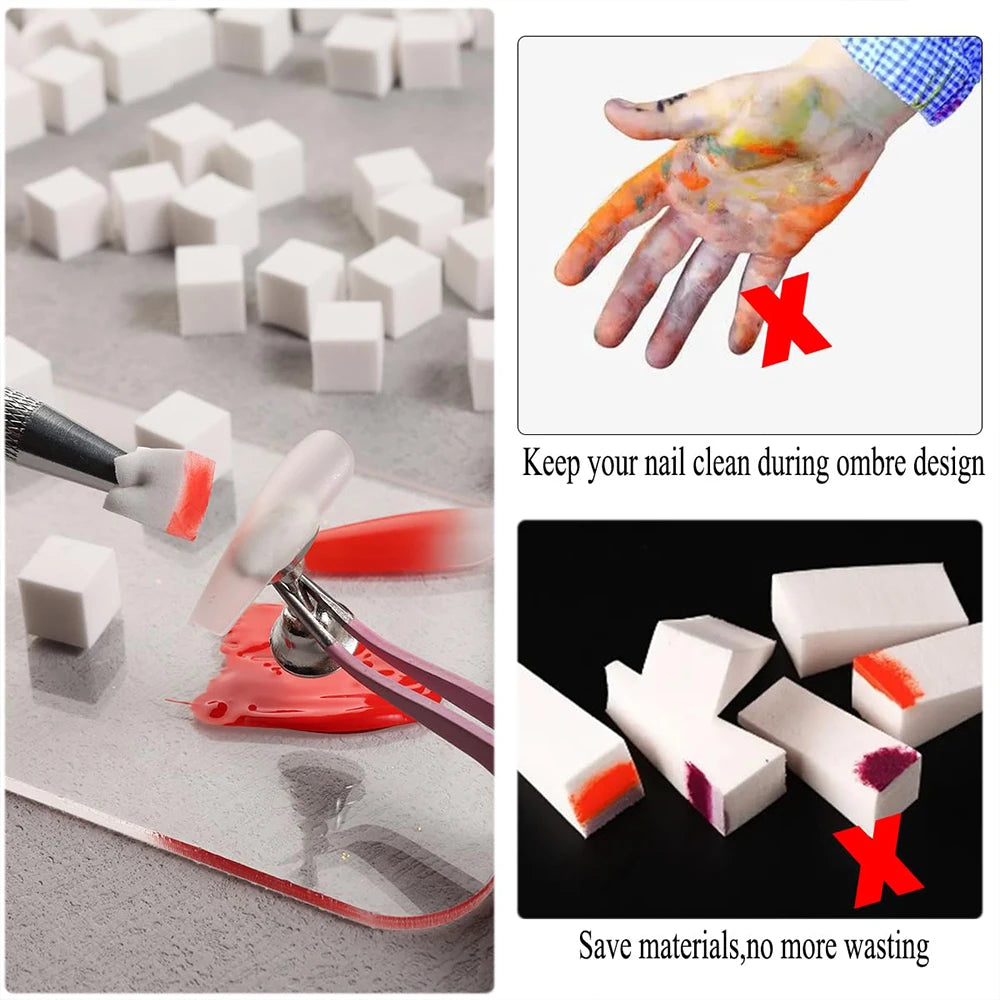 LINMANDA 200/50PCS Nail Sponge Sponge with Grab Pen and Sponge Grab