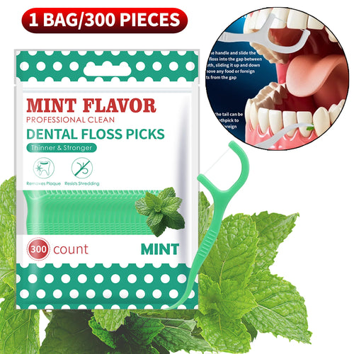 Smooth Mint Floss Stick - Cleaning interdental care for oral health,