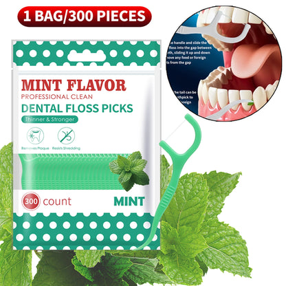 Smooth Mint Floss Stick - Cleaning interdental care for oral health,