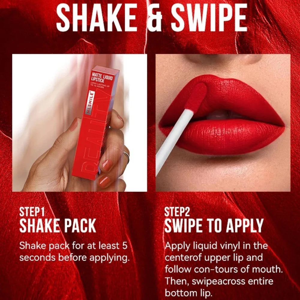 MLSMILE 6 Color Non-stick cup Velvet Satin Gloss Lip glaze Mist Liquid