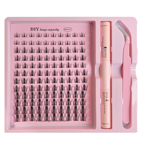 DIY Clusters Lash Kit Full Set 8-16mm Mix Bond&Seal Tweezers Lash for