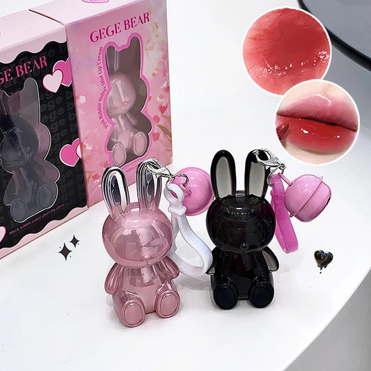 Gege Bear Pink Rabbit Velvet Matte Lip Cream Black Rabbit Water light