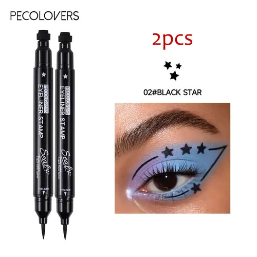 Star Liquid Eyeliner Black Moon Stamp Eye Liner Pencil 2 in 1