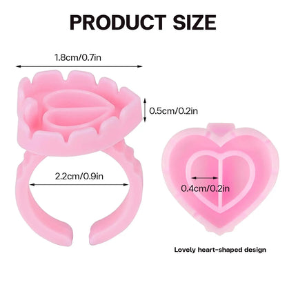 100 PCS Disposable Heart-shaped Plastic Glue Ring Cup Eyelash