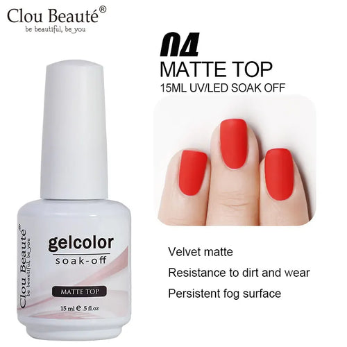 Clou Beaute No Wipe Top Coat Base Coat UV Gel Nail Art Tips Manicure