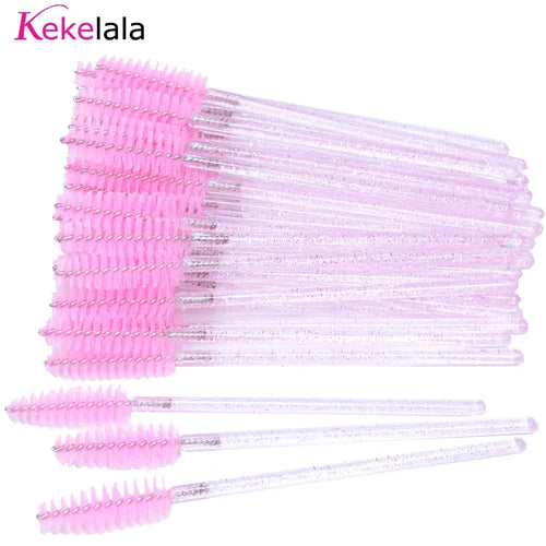 50Pcs/Bottle Eyelash Extension Brushes With Container Eyebrow  Eye